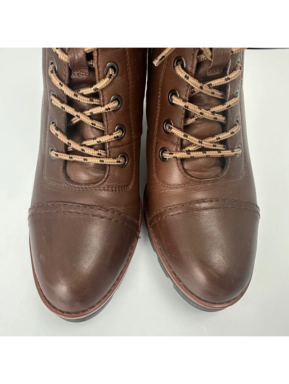 Naturalizer Varuna Waterproof Leather Lace Up Ankle Boots Brown Wool 7.5 womens